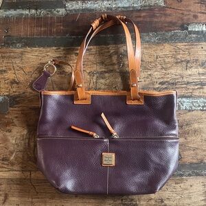 Vintage Dooney & Bourke Plum and Tan Tote Bag